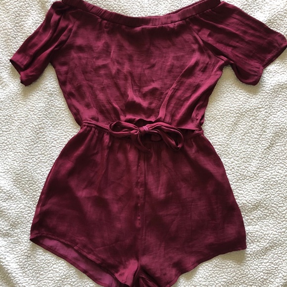 Sabi Skirt- off the shoulder, burgundy romper - Picture 1 of 1